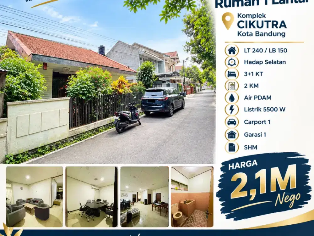 Dijual cepat rumah luas di Komplek Cikutra, Kota Bandung