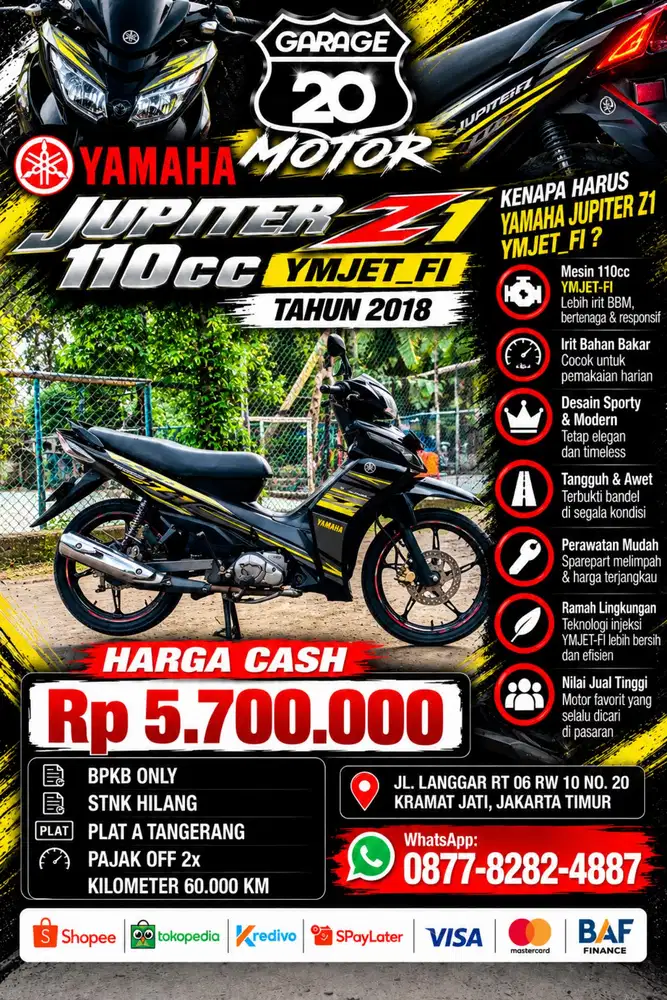 Yamaha Jupiter Z1 110cc Ymjet_Fi STNK hilang Tahun 2018