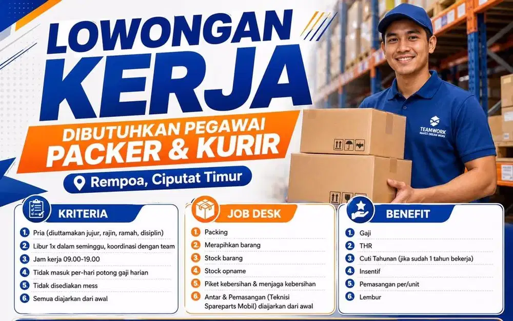 Lowongan Kerja Dibutuhkan Karyawan Packer & Kurir E-commerce