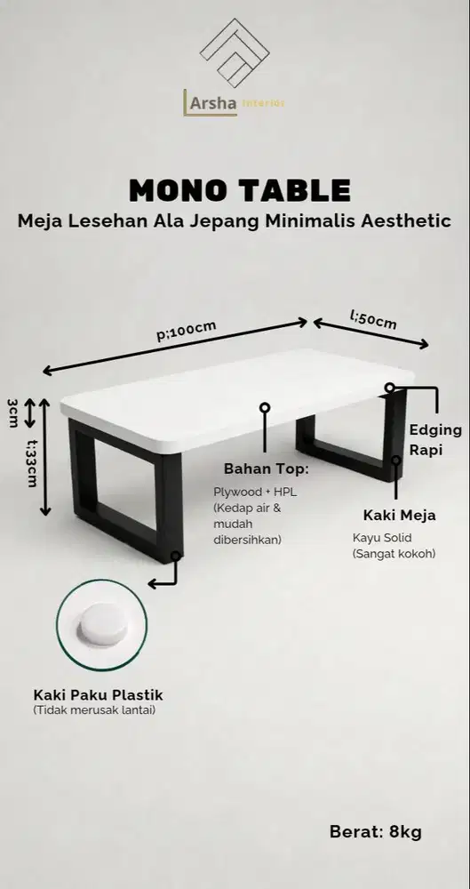 MONO TABLE BY ARSHA INTERIOR I Meja Lesehan Ala Jepang Minimalis