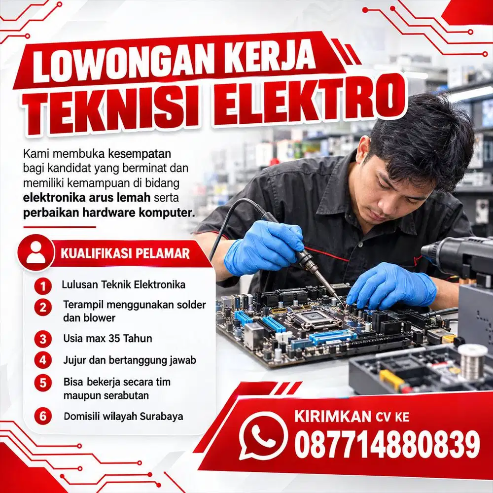 LOWONGAN KERJA TEKNISI ELEKTRO