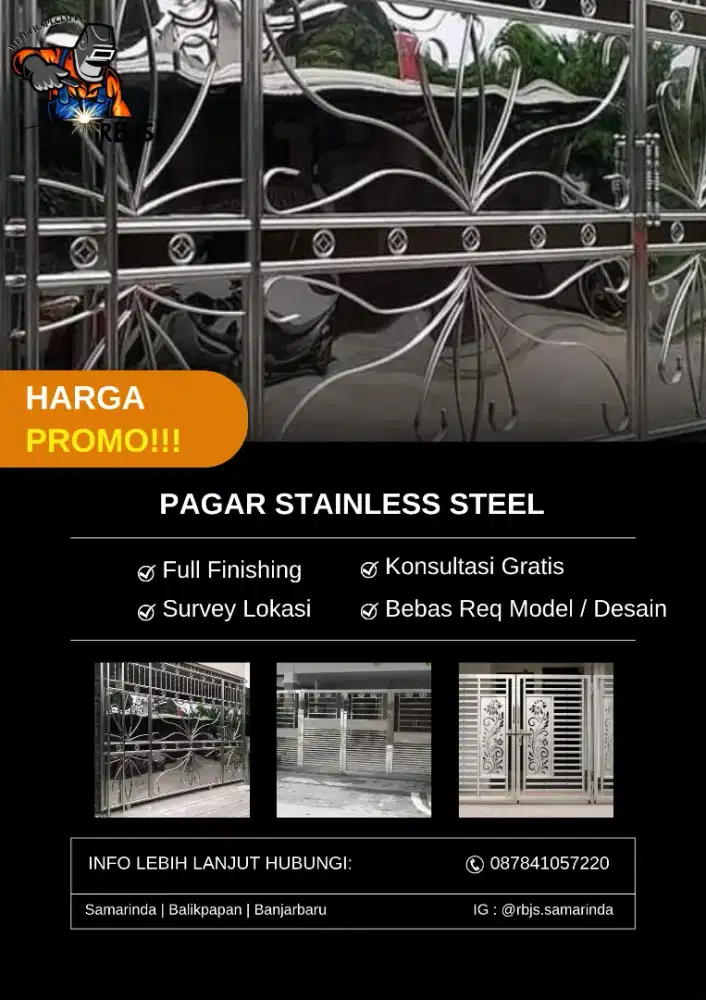 PAGAR STAINLESS STEEL MINIMALIS HARGA PROMO
