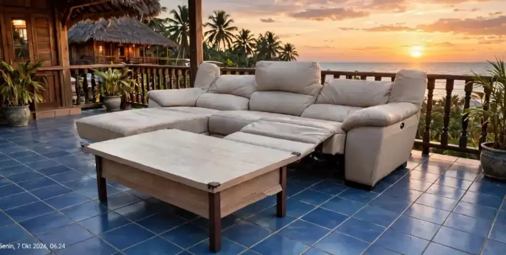Electric reclining leather genuine set coffee table