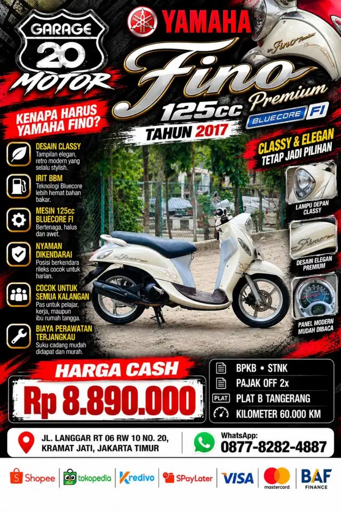 Yamaha Fino Premium 125cc Bluecore Fi Tahun 2017