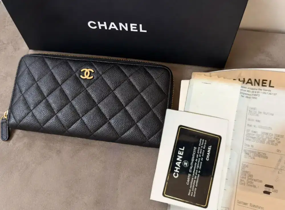 Chanel classic zip around long wallet authentic