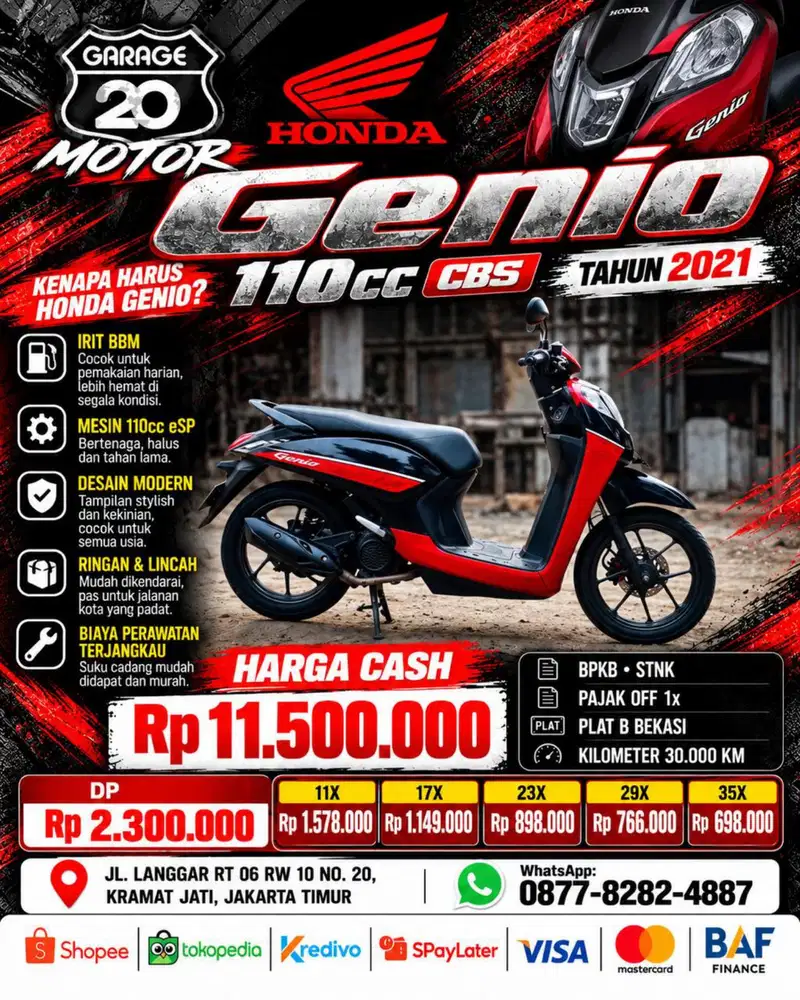 Honda Genio 110cc CBS Pgm_Fi Tahun 2021
