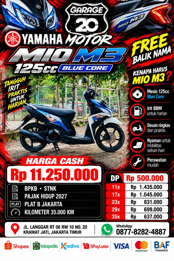 Yamaha Mio M3 125cc Bluecore Free Balik Nama