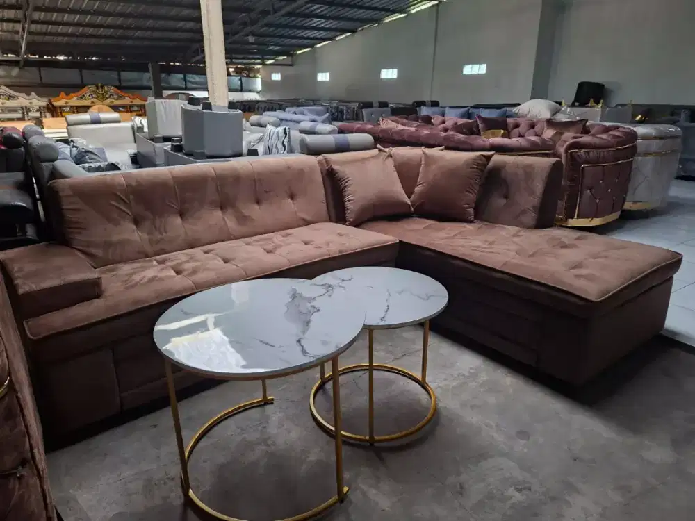 Sofa L slonjor cokelat