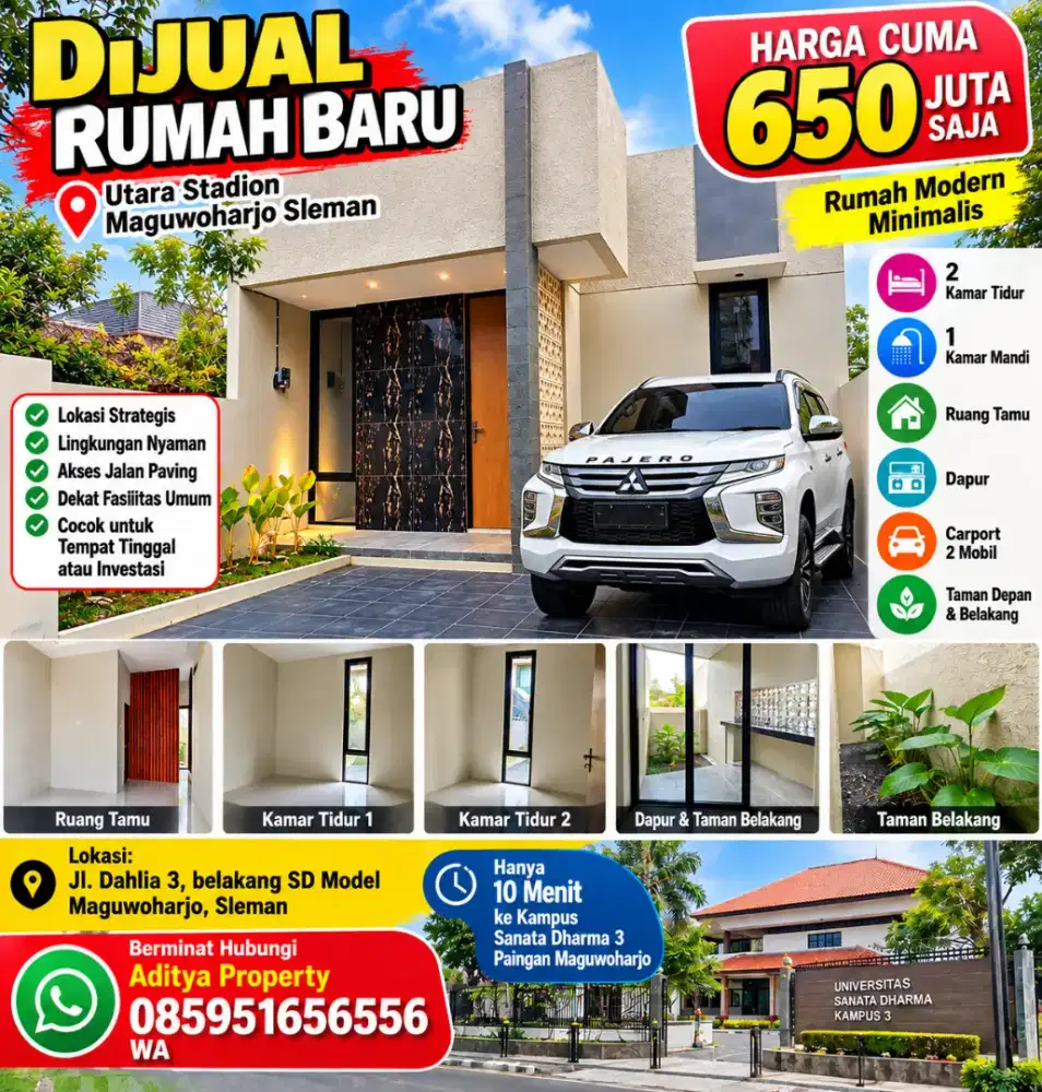 Dijual rumah baru  di Utara stadion Maguwoharjo Sleman