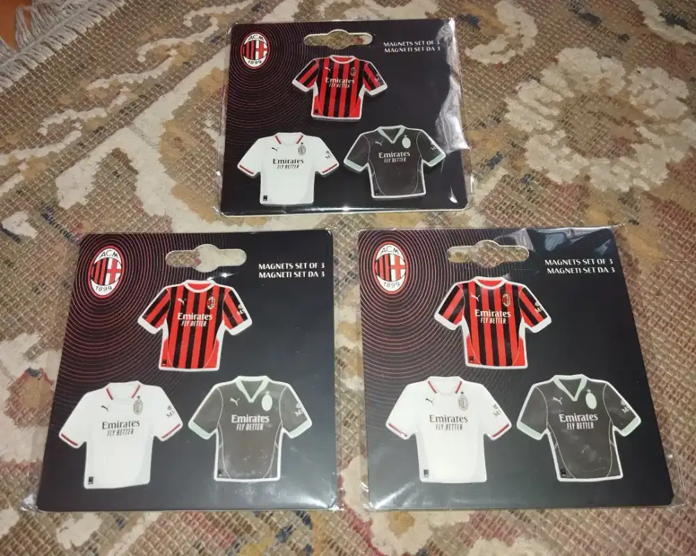 SET OF THREE MILAN JERSEY MAGNETS BARU & LANGSUNG DARI AC MILAN STORE