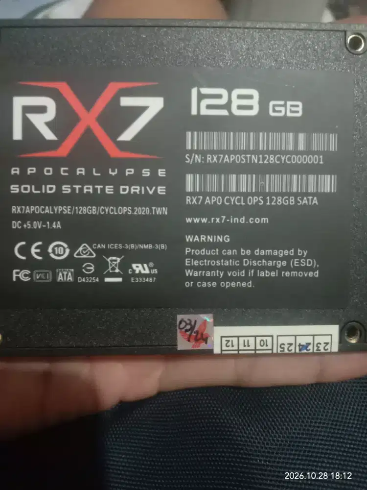 Jual Cepat SSD SATA3 128GB RX7