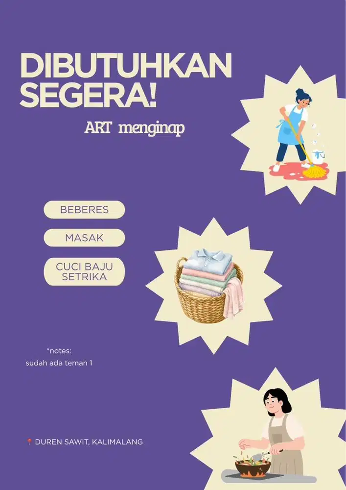 DIBUTUHKAN SEGERA ART MENGINAP