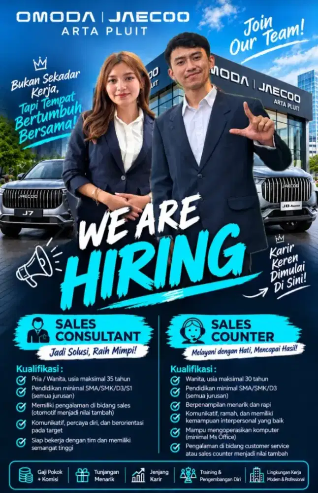 DIBUTUHKAN SEGERA SALES COUNTER DAN SALES CONSULTANT