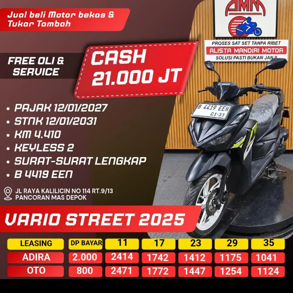 VARIO 125 STREET 2025 PAJAK HIDUP CASH / KREDIT ALISTA