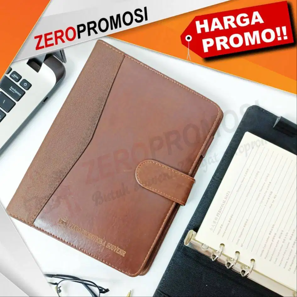 Agenda Kulit Premium Ring Binder AG-04 Custom Logo untuk Souvenir