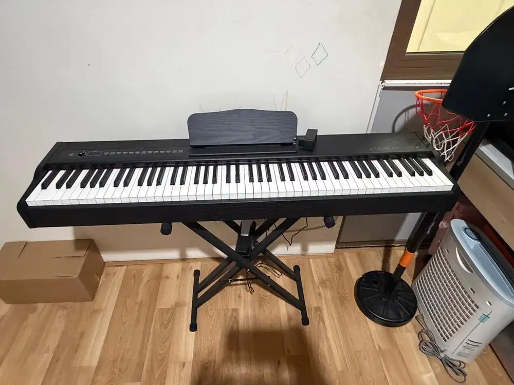 wolfstrom TH-1.800 hammer action keys digital piano elektrik- hitam,