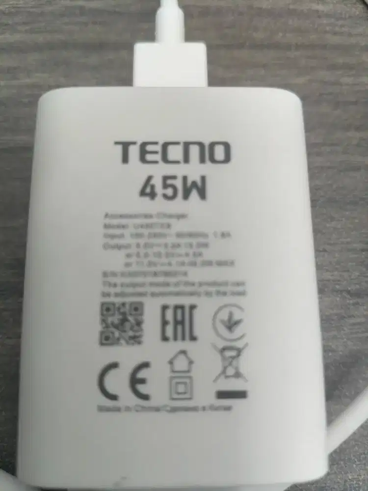 Charger Tecno 45W Ori Cabutan Asli