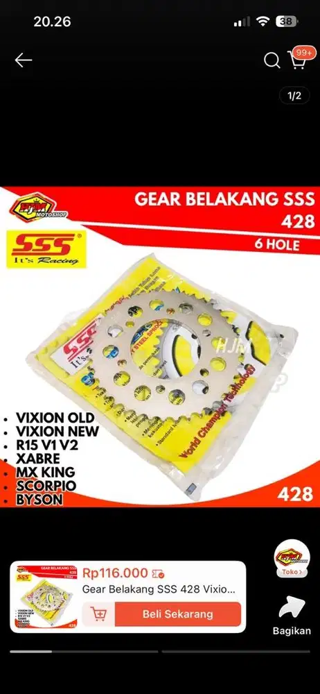 sss gear depan dan belakang vixion