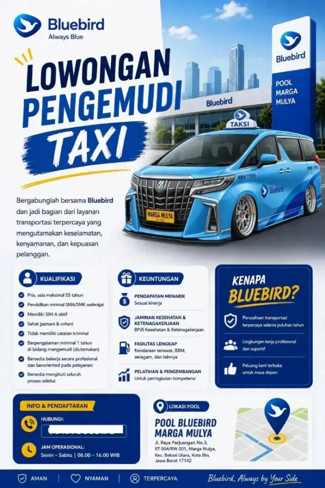 Lowongan Driver taxi Bluebird