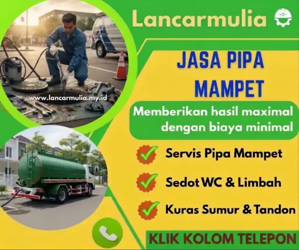 Sedot WC Saluran Pipa Mampet Wastafel Selokan Got Kuras Sumur Limbah S