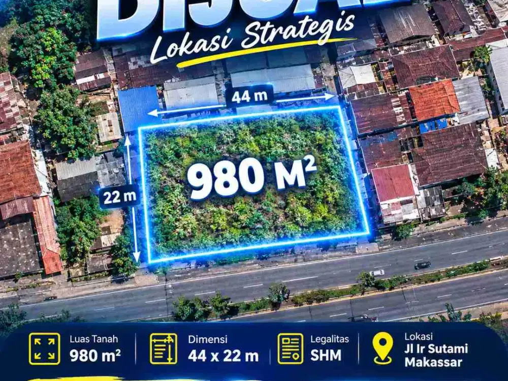 Tanah jl Ir Sutami Makassar 985 mtr poros jalan utama