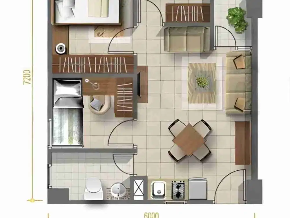 Sewa 3BR kosongan apartemen Bassura City Jakarta Timur tower Flamboyan