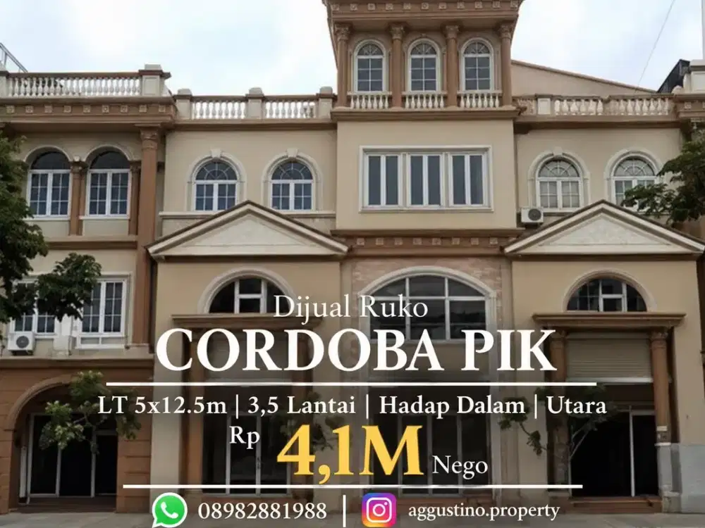 Dijual ruko Cordoba PIK