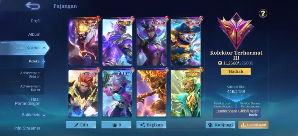 Jual akun Mobile Legend Pribadi