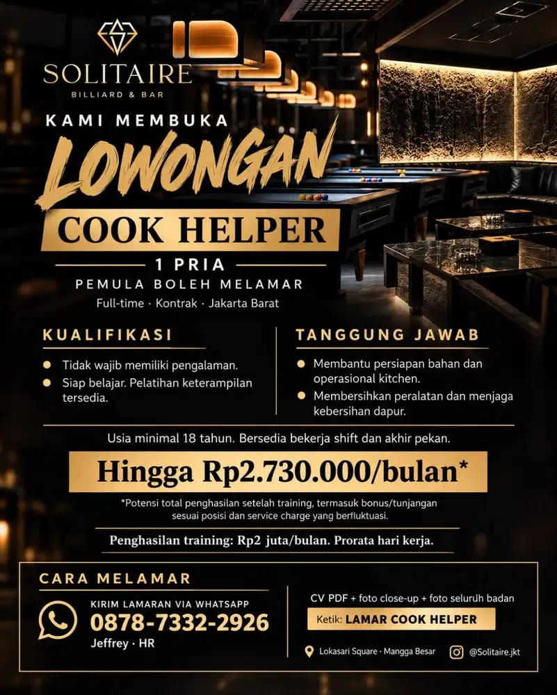 Lowongan Kerja Cook Helper