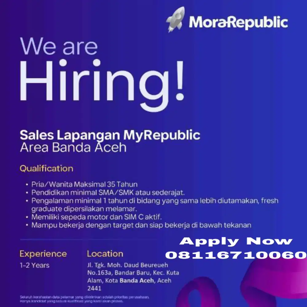 We're Hiring For Join Us @MoraRepublic