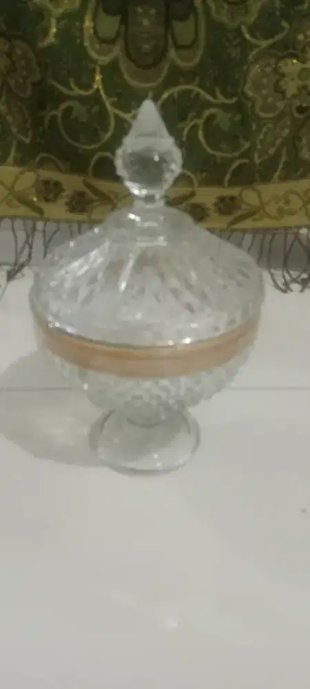 Toples kaca kristal lis emas, & kristal polos bs beli satuan