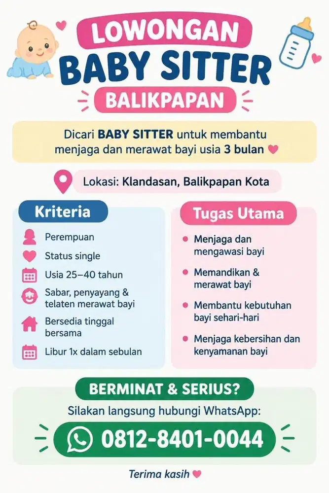 Dicari Baby Sitter Nginap