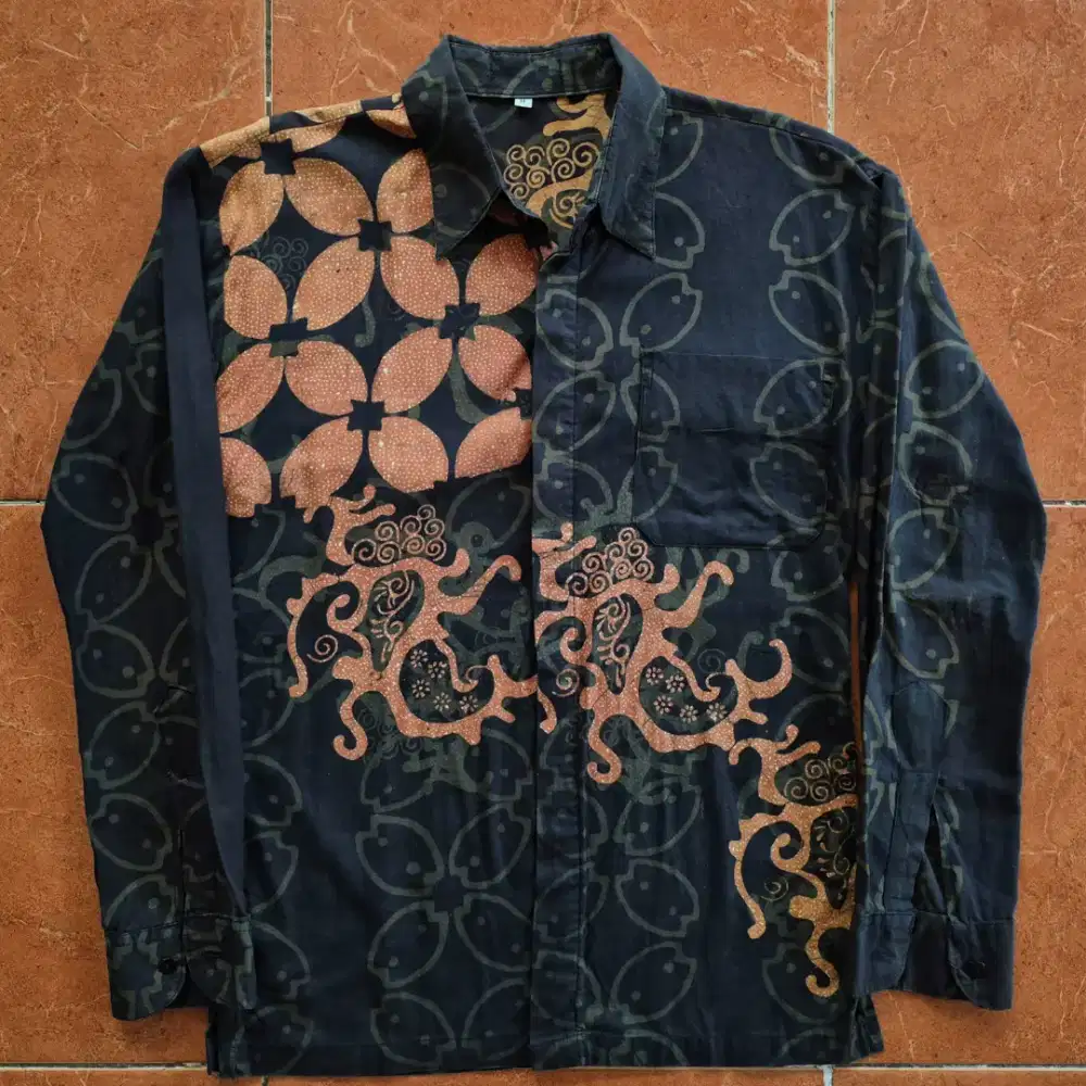 Kemeja Batik Lengan Panjang Hijau Coklat Slim Fit Baju Premium