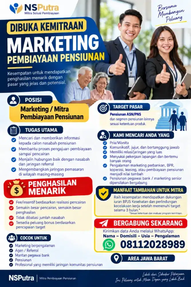 Mitra Marketing Pembiayaan Pensiunan – Area Jawa Barat