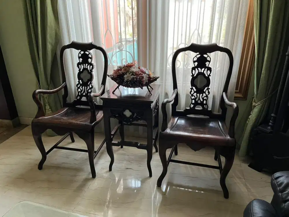 Meja kursi kayu marmer