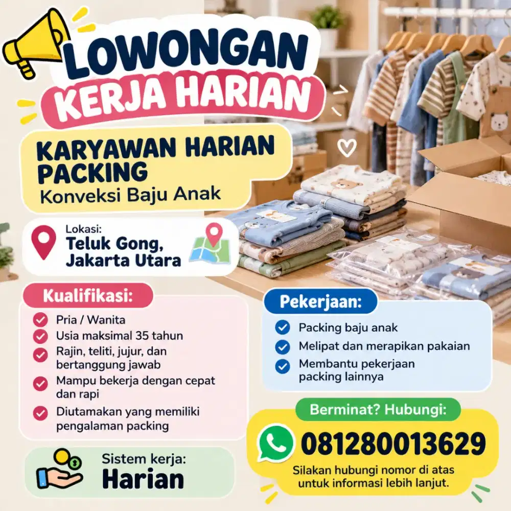 Lowongan Karyawan Packing Baju Anak