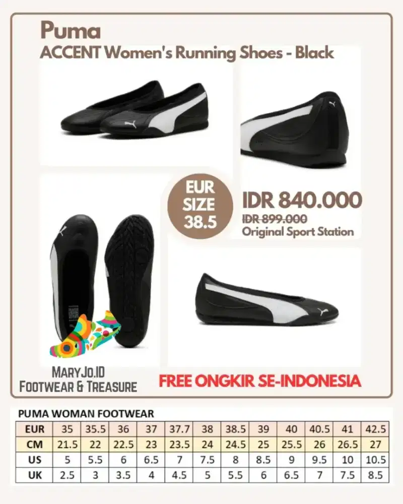 Puma CATCH SOLEIL BALLERINA Women's Shoes - Black : Size 38.5