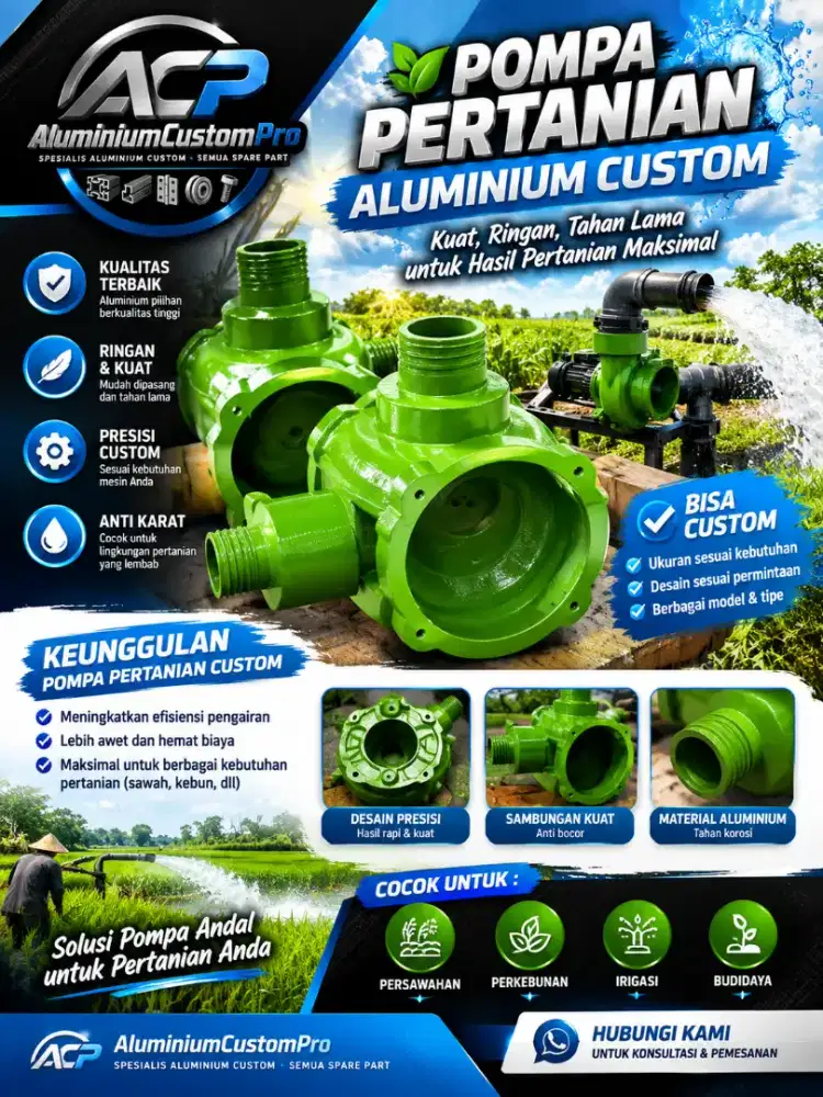 Jasa Pembuatan Sparepart Pompa Pertanian Aluminium Custom