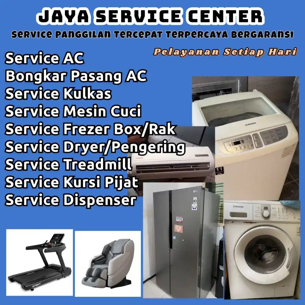 Service Mesin Cuci Bongkar Pasang Servis AC Kulkas Dispenser Treadmill