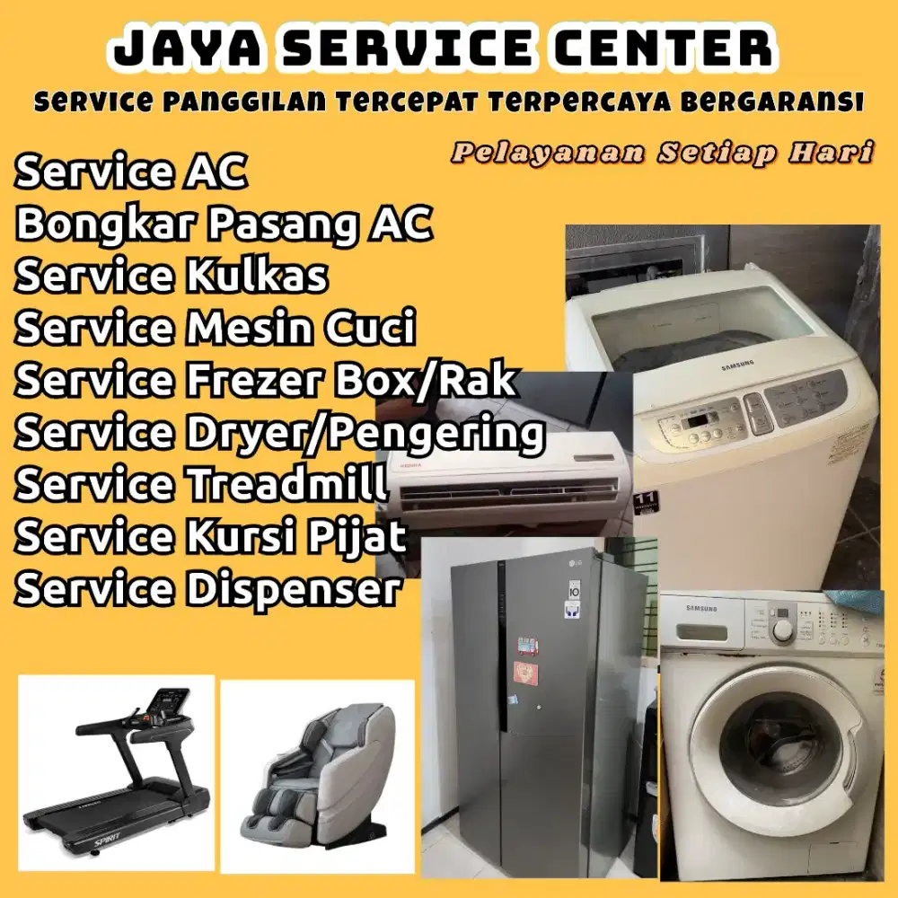 Service Mesin Cuci Dryer Kulkas Bongkar Pasang AC Servis AC Treadmill