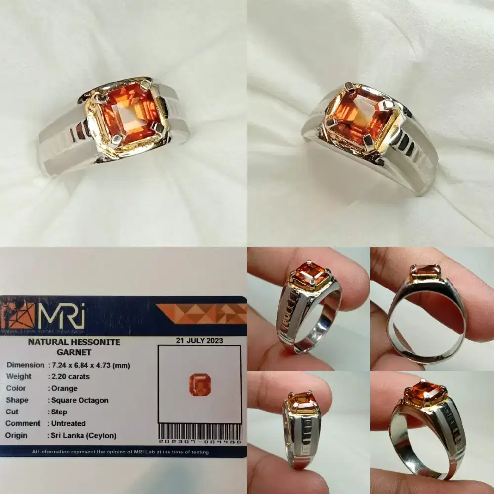 Hessonite Garnet Sri Lanka 2.20 ct Orange Cinnamon Madu Ring HM Elegan