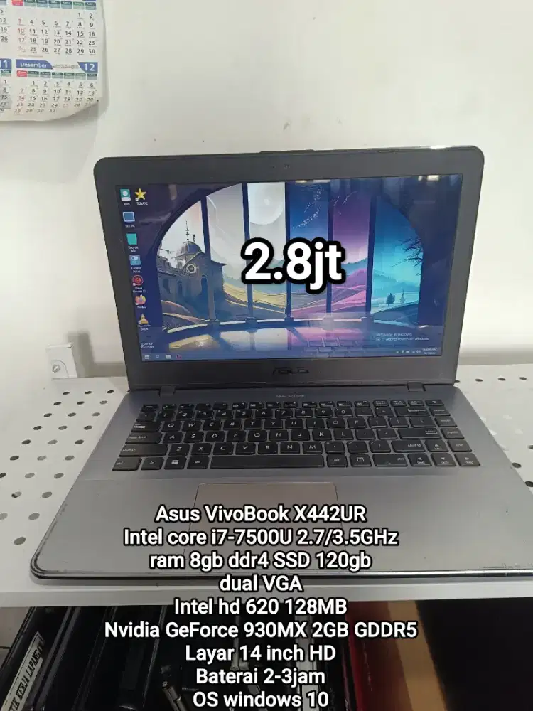Asus a442ur i7 gen 7 dual vga