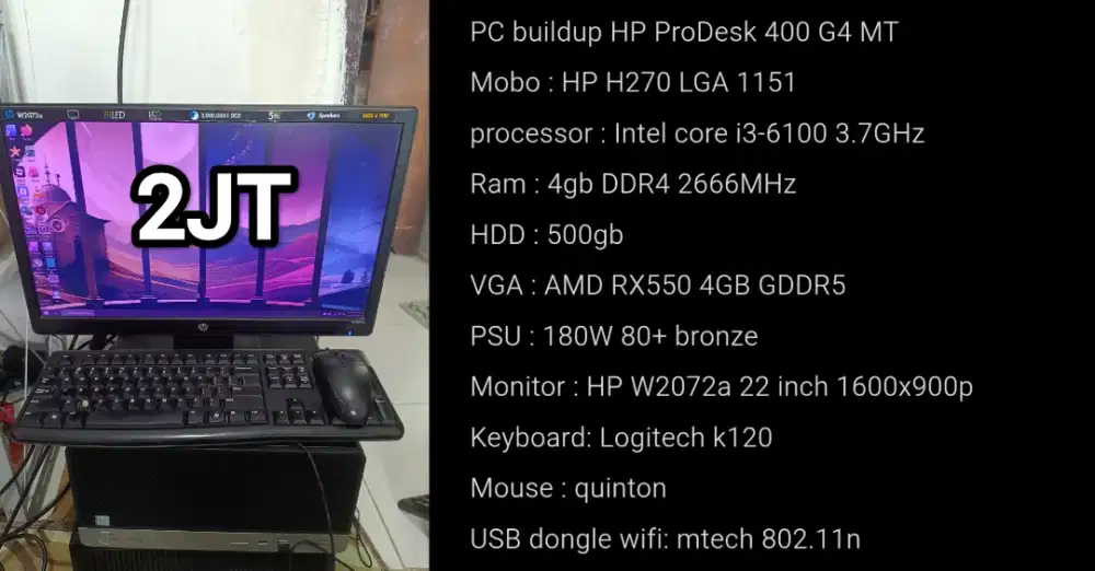 PC build up prodesk 400 G4 i3 gen 6 VGA rx550