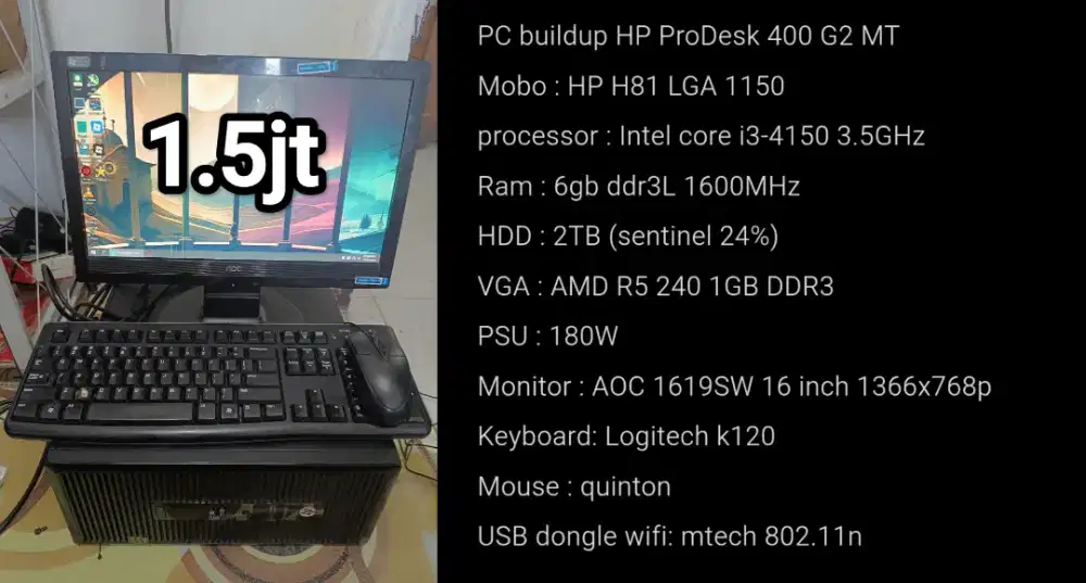 PC build up HP prodesk 400 G2 i3 gen 4 VGA AMD R5 240