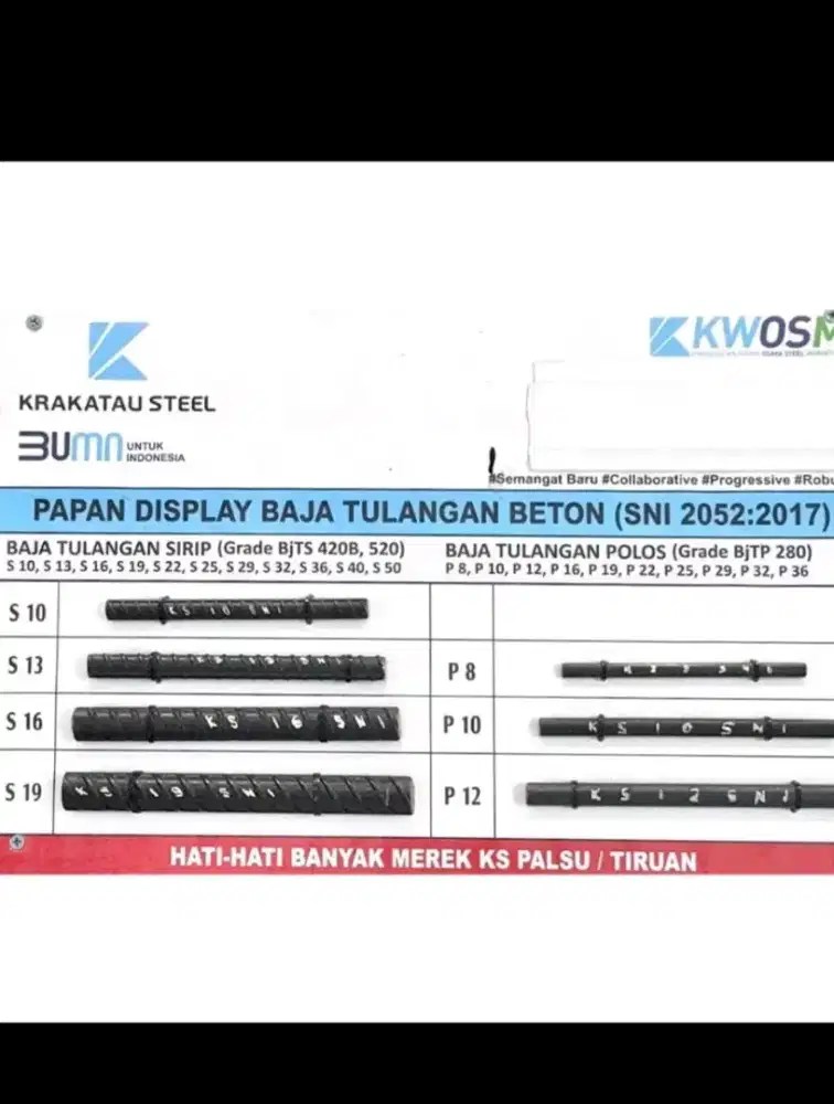 Besi beton 8mili SNI TP 28 SERTIFIKAT KS
