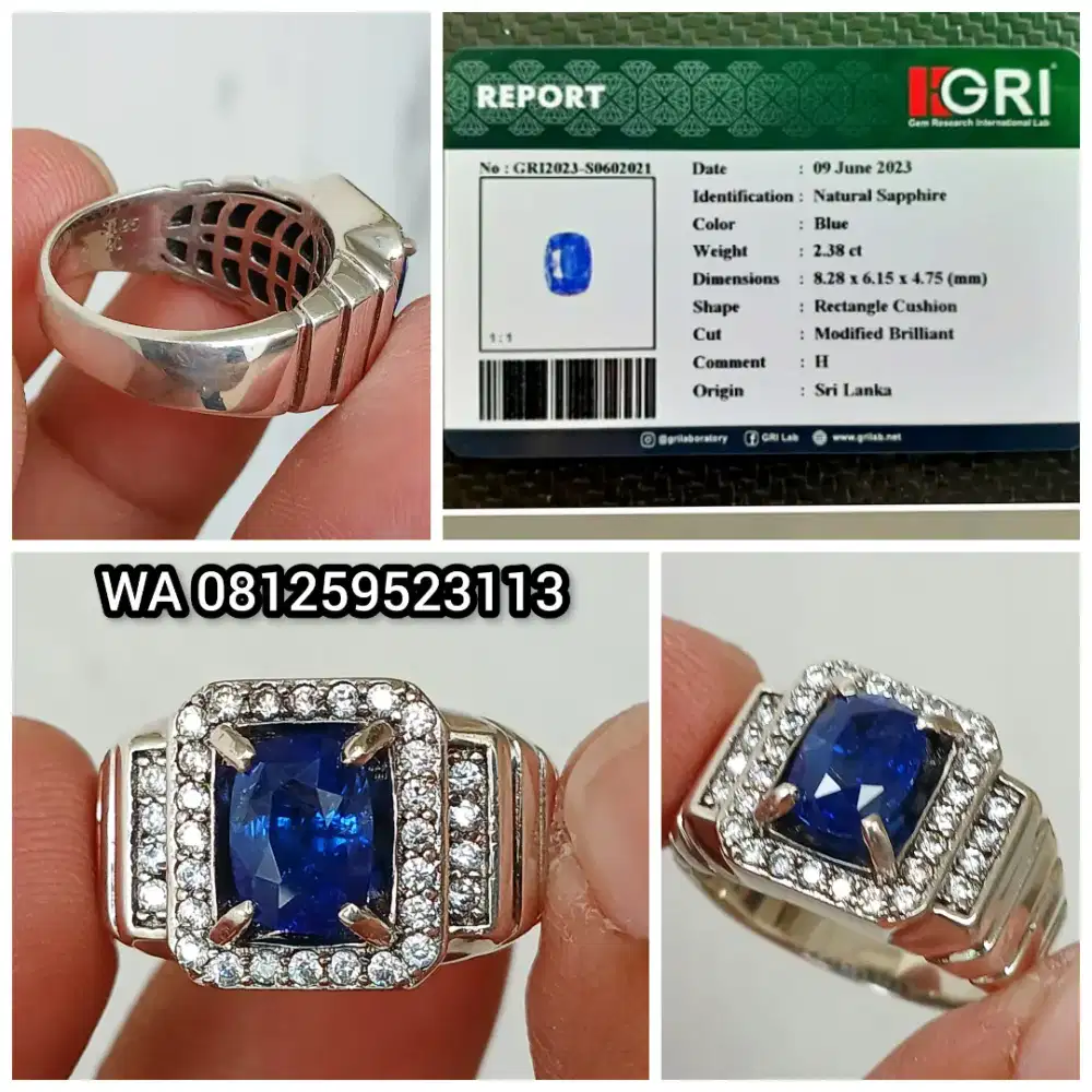 Blue Sapphire Srilanka 2.38cts Top Color Memo GRI Lab