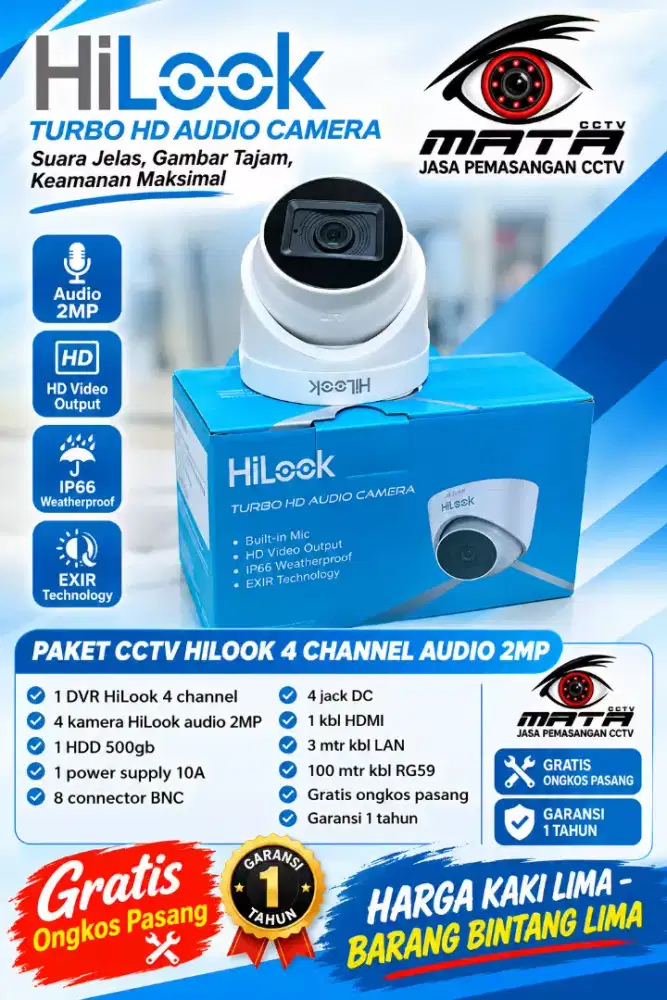 paket cctv hilook audio 2mp