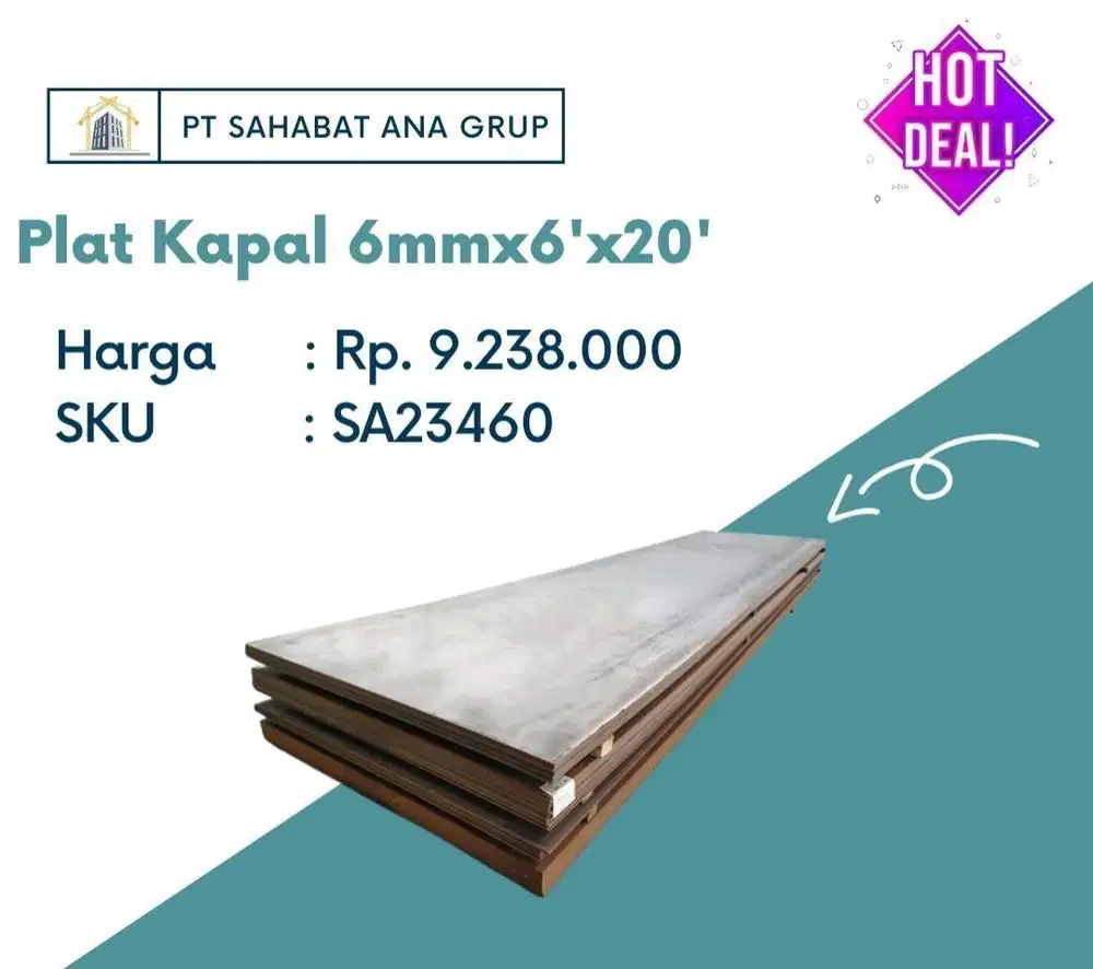 Plat Kapal 6mm x 6'x 20'