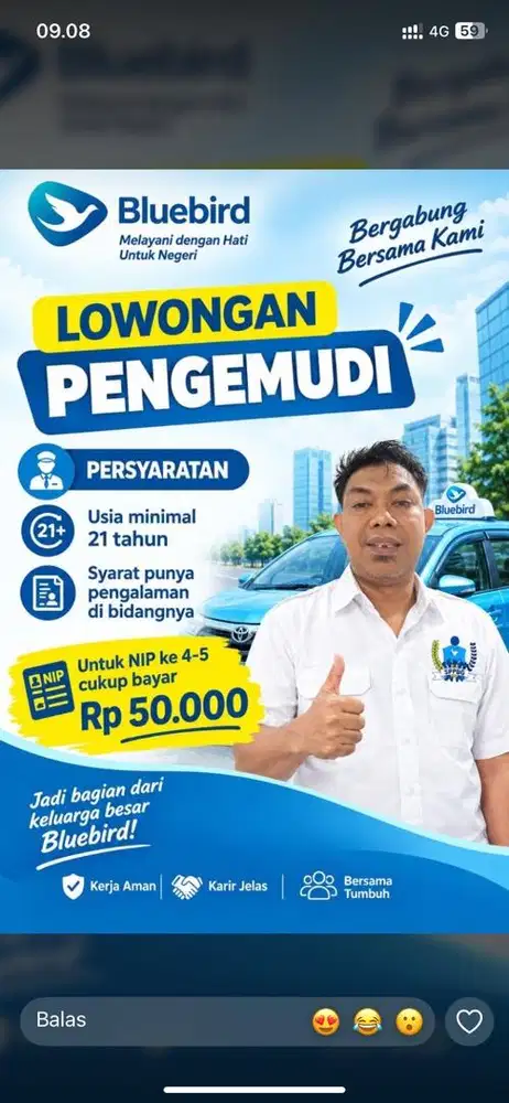 LOWONGAN DRIVER BLUE BIRD BEKASI