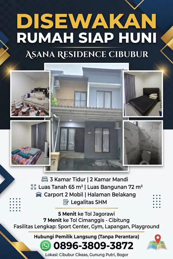 DISEWAKAN RUMAH SIAP HUNI DI CIBUBUR